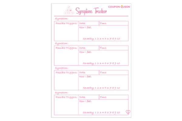 FREE Printable Symptom Tracker